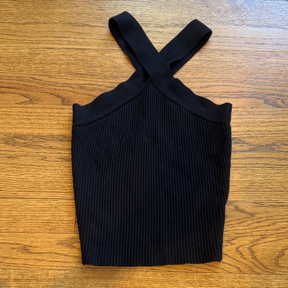 Elegant Black Ribbed Women's Top